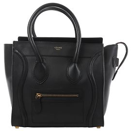 Céline Bolso de mano Celine Luggage Micro de piel en negro Negro