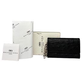Vintage Balenciaga Licensed Leather Bifold Wallet c. Late 1980s Black Black