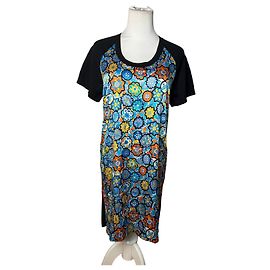 Robe Vintage Emilio Pucci en soie et coton à motif floral multicolore S Bleu
