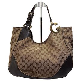 Borsa hobo vintage Gucci GG Monogram Canvas metà anni 2000 beige marrone Beige