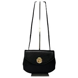 Bolsa Crossbody com Aba em Couro Texturizado Givenchy Vintage Final dos anos 1980 Preta Preto