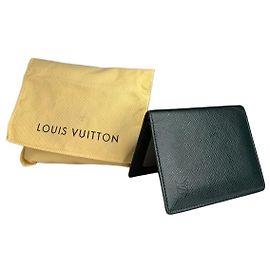 Vintage Louis Vuitton Saffiano Leather Card Holder Dark Green Green