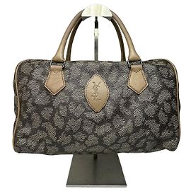 Bolso estructurado Vintage Yves Saint Laurent estampado de leopardo c. finales de los 1990 Grey Beige Gris