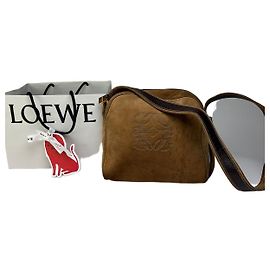 Sac bandoulière Vintage Loewe effet daim fin 1990s Marron Marron