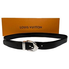 Cinturón Vintage Louis Vuitton de cuero Epi Negro Plata Negro