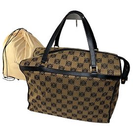 Bolso Tote Vintage Loewe Anagram Canvas Finales de los 1990s Beige Black Beige