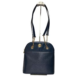 Vintage Chloé Structured Epi Leather Top-Handle Bag Late 1980s Navy Navy blue