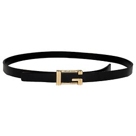 Cinto Vintage Gucci em couro envernizado final dos 1990s Preto Dourado Preto