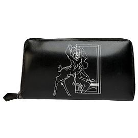 Cartera bifold de piel Vintage Givenchy con estampado Bambi 2013 Negra Negro