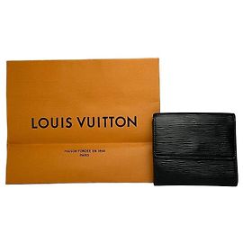 Cartera bifold Vintage Louis Vuitton de cuero Epi Negra Negro