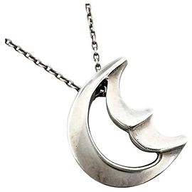 Autre Marque Collier pendentif Tiffany Crescent Moon Argenté