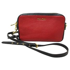 Borsa a tracolla in pelle Miu Miu MIU Madras Nero Rosso