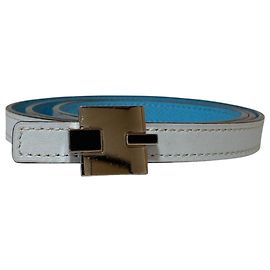 Hermès HERMES Eileen Veau Epsom Reversible Leather Belt Light blue