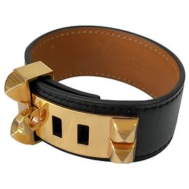 Hermès HERMES Pulseira Collier de Chien Charm Preto