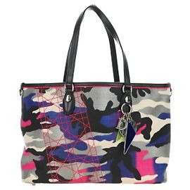 Christian Dior Open Limited Edition Anselm Reyle Camouflage Canvas Medium Multicolor
