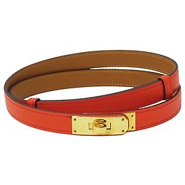 Hermès Hermes Kelly Gürtel aus Epsom-Leder für Damen, Orange Orange