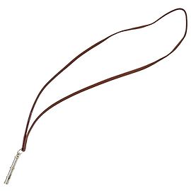 Hermès Collana Hermes in pelle e metallo Marrone Argento