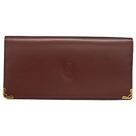 Cartera larga Cartier de piel Bordeaux Burdeos