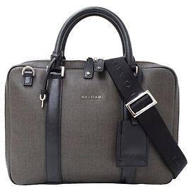 Bulgari Bvlgari Men's Gray Briefcase Brown