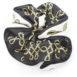Chouchou Hermès de seda preto e branco Preto Branco