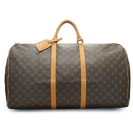 Louis Vuitton Monogram Keepall 60 Tela Marrone Pelle Marrone
