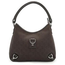 Gucci Bolsa Hobo Abbey em tela GG com anel em D Marrom