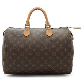 Louis Vuitton Monogram Speedy 35 Marrón Cuero Castaño