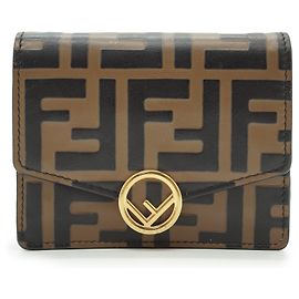 Fendi Carteira Compacta com Corrente Zucca Marrom
