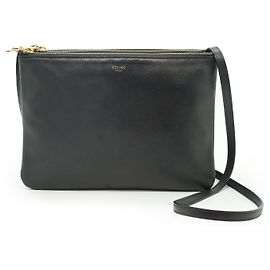Céline Borsa a tracolla Trio Large in pelle di agnello Nero