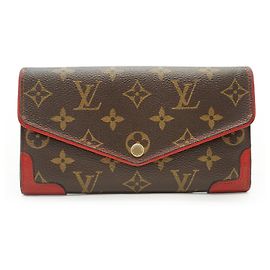 Louis Vuitton Monogram Portefeuille Sarah Retiro Cherry Red Long Wallet Marrom Vermelho
