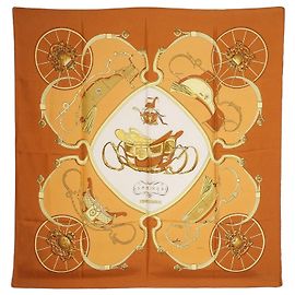 Hermès Springs Ledoux Silk Carre 90 D'oro Rame