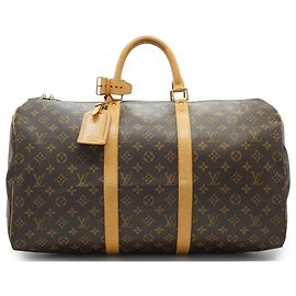 Louis Vuitton Monogram Keepall 50 Brown Canvas Leather Brown