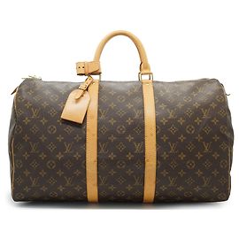 Louis Vuitton Monogram Keepall 50 Brown Canvas Leather Brown