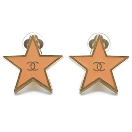 Chanel Pendientes de clip CC Logo Star GP Rosa Dorado