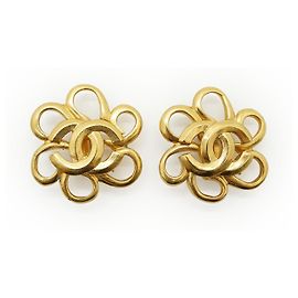 Chanel Boucles d'oreilles clips CC Flower Doré