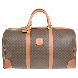 Céline Celine Vintage Duffle Canvas and Leather Marrom
