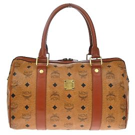 MCM Visetos Leather Handbag Brown Brown