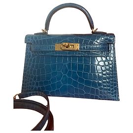 Hermès Kelly Mini II Alligator Mississippi Blu Blu