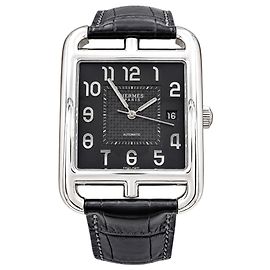 Reloj Hermès para Hombre, "Cape Cod", acero, cuero. Modelo muy grande. Otro