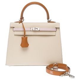 Hermès mala HERMES Kelly 25 em Couro Branco - 103980 Branco