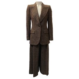 Dolce & Gabbana brauner Wollanzug Hahnentritt Braun