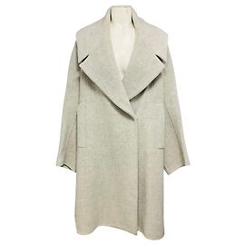 Max Mara Atelier mittellanger Mantel aus Kaschmir und Wolle in Hellgrau Grau