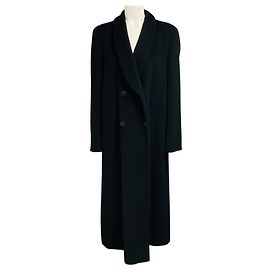 Giorgio Armani Vintage Black Long Wool and Cashmere Coat Black