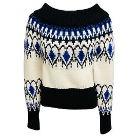 Jersey corto de punto Fairisle Alexander McQueen Black / Ivory / Blue Multicolor