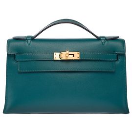 Hermès HERMES Kelly Mini Bag in Green Leather - 104000 Green
