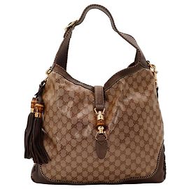 Gucci Sac Hobo Monogramme GG et Bambou Marron Monogramme