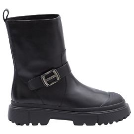 Botas biker Hogan H619 em pele preta Preto