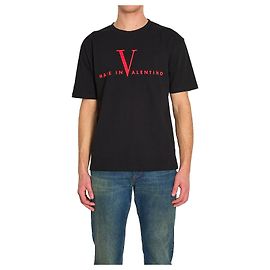 Valentino Garavani Camiseta de punto de algodón Negro