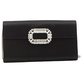 Pochette Envelope Roger Vivier Preta de Cetim Preto