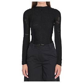 Pull noir à franges en viscose Attico Noir